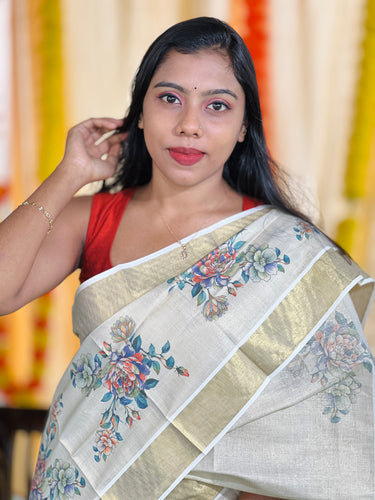 Floral Digital Printed Tissue Saree | GAT405