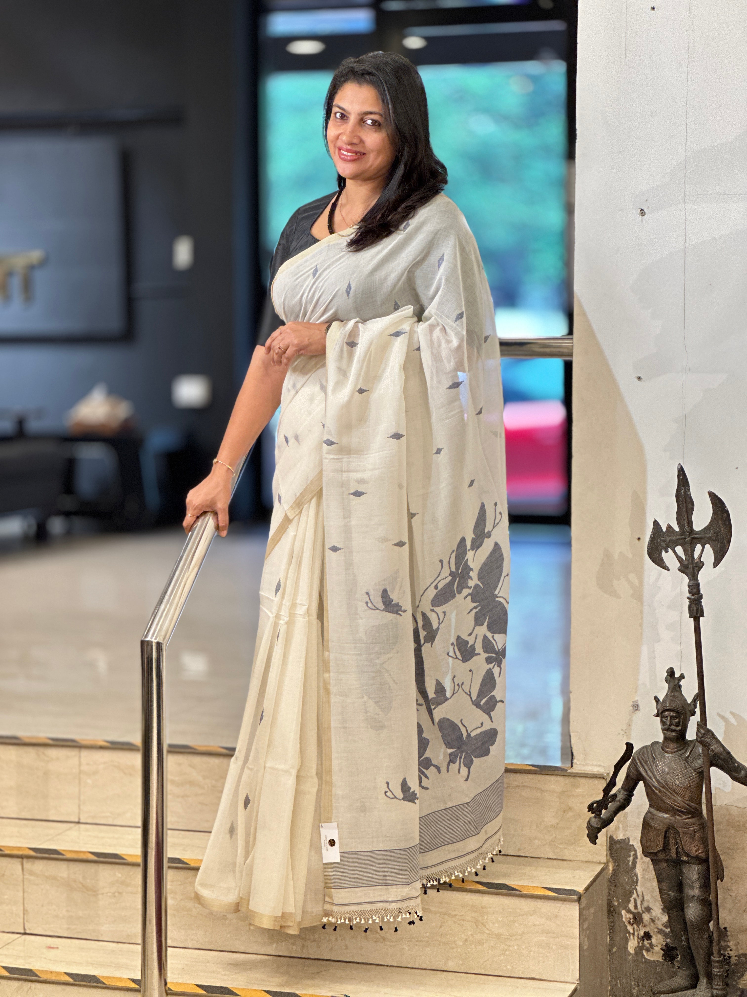 Jamdani Woven Traditional Handloom Dhaka Cotton Saree | AYD188