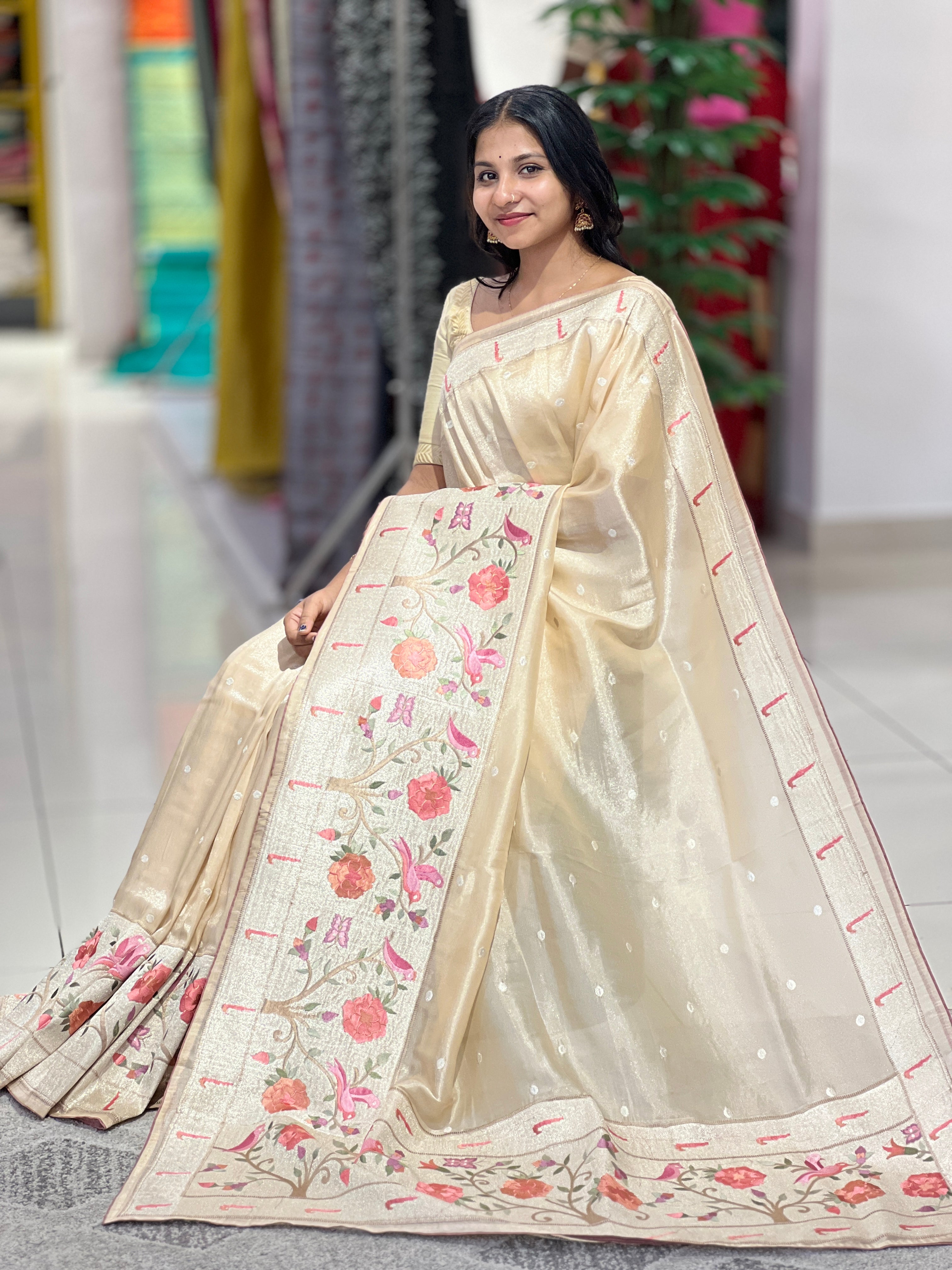 Paithani & Puniya Weaving Patterned Organza Saree | SUN149