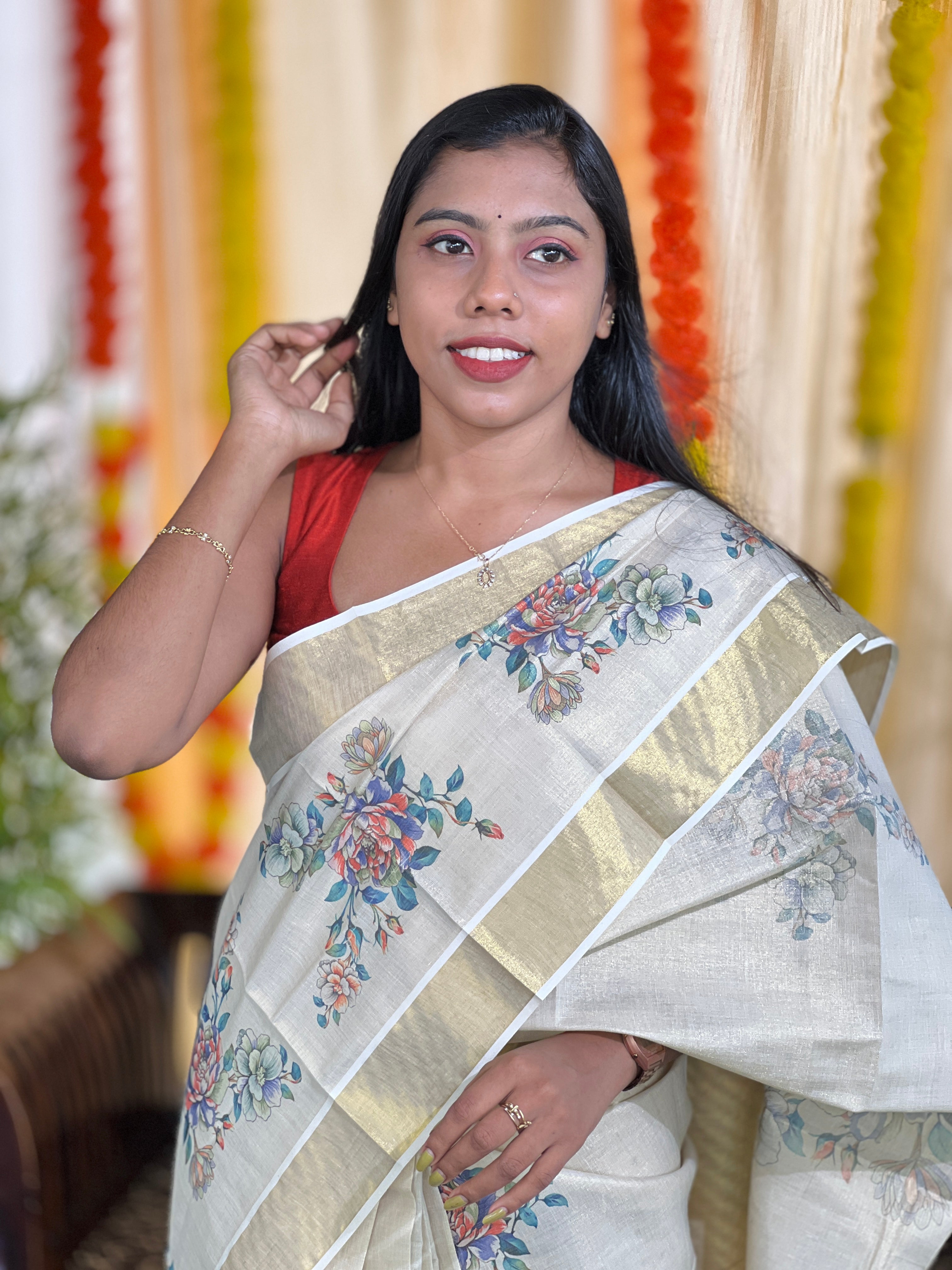 Floral Digital Printed Tissue Saree | GAT405