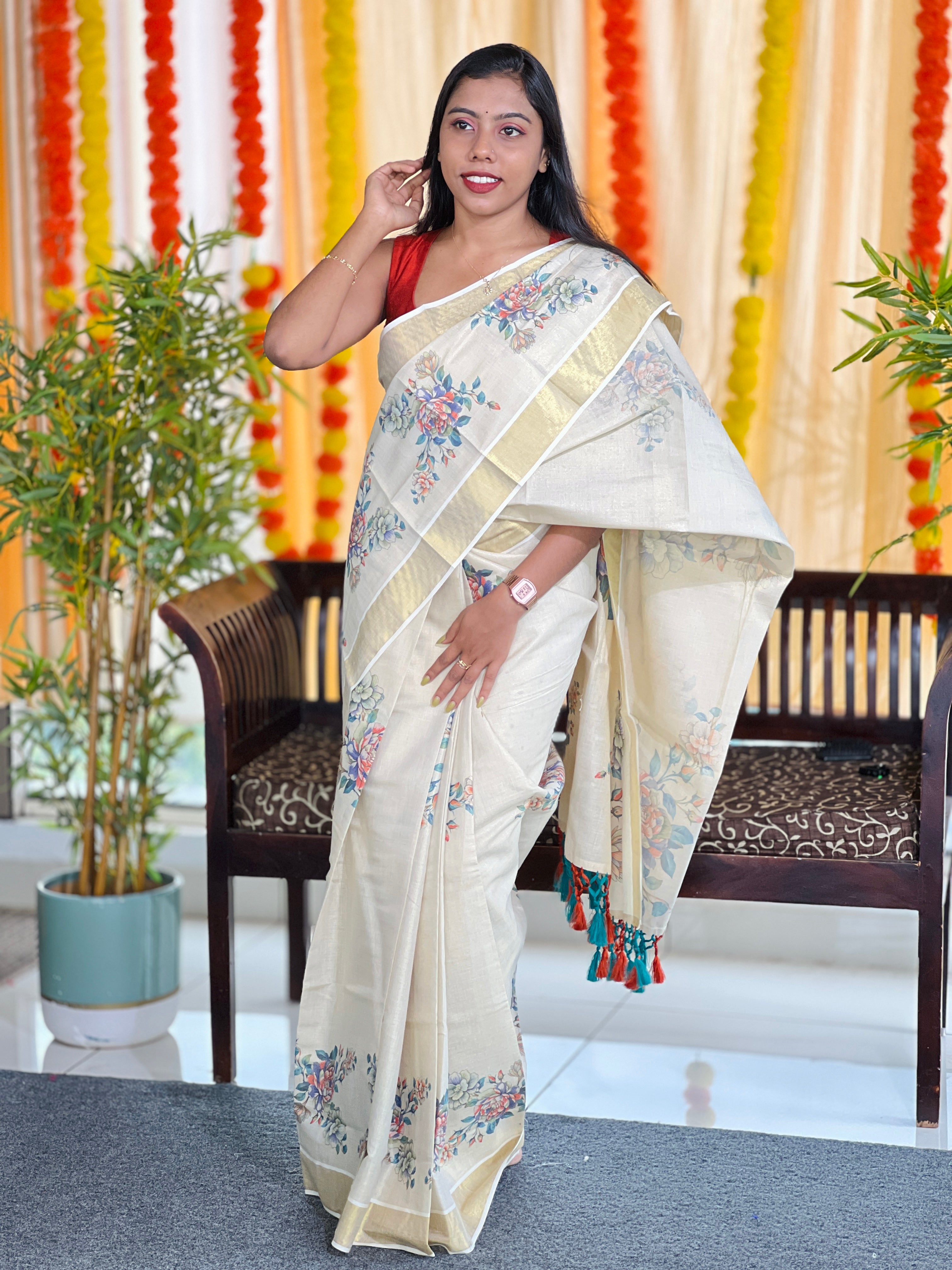 Floral Digital Printed Tissue Saree | GAT405