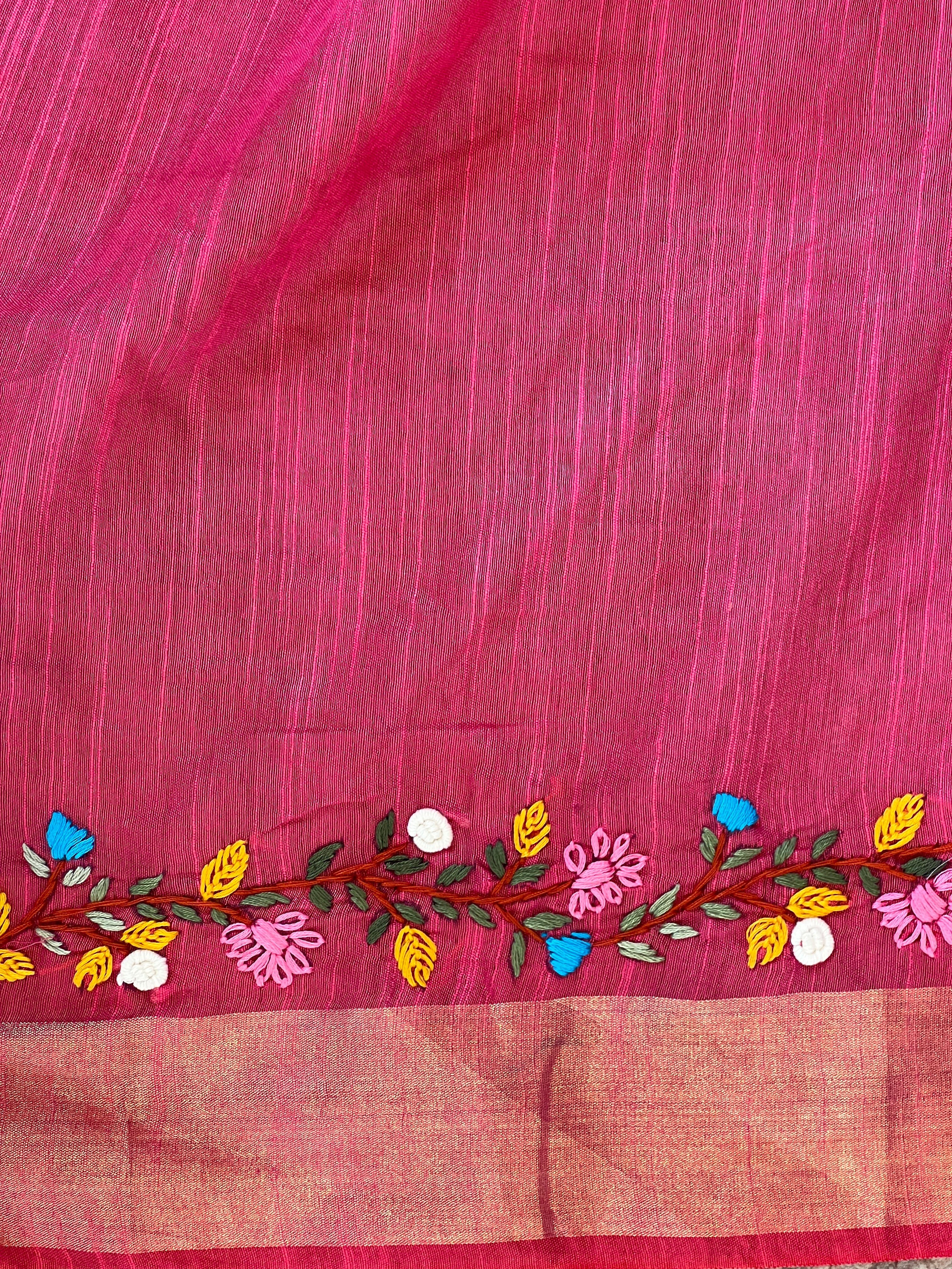 Hand Work Embroidered Bhagalpuri Linen Saree | RP799