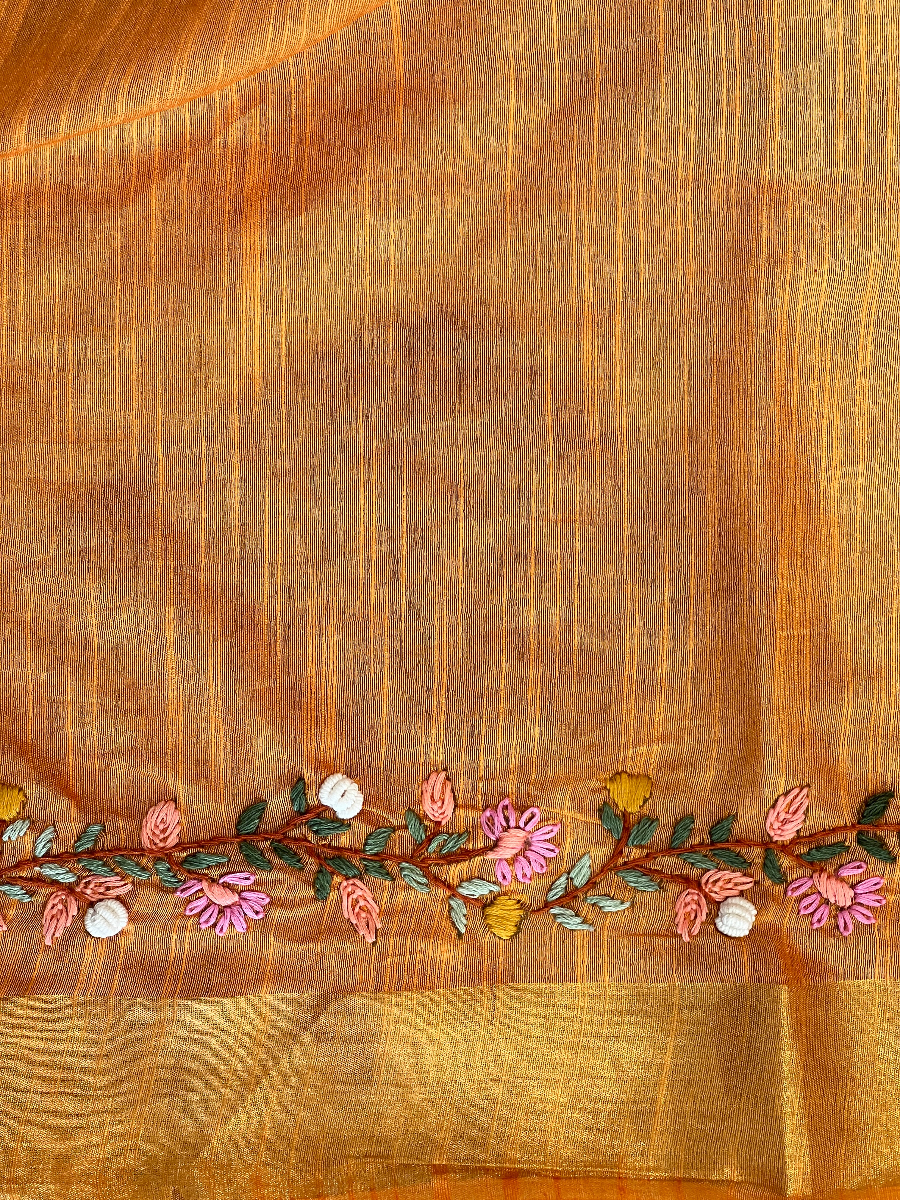 Hand Work Embroidered Bhagalpuri Linen Saree | RP798