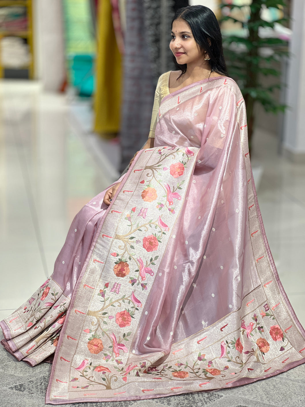 Paithani & Puniya Weaving Patterned Organza Saree | SUN150