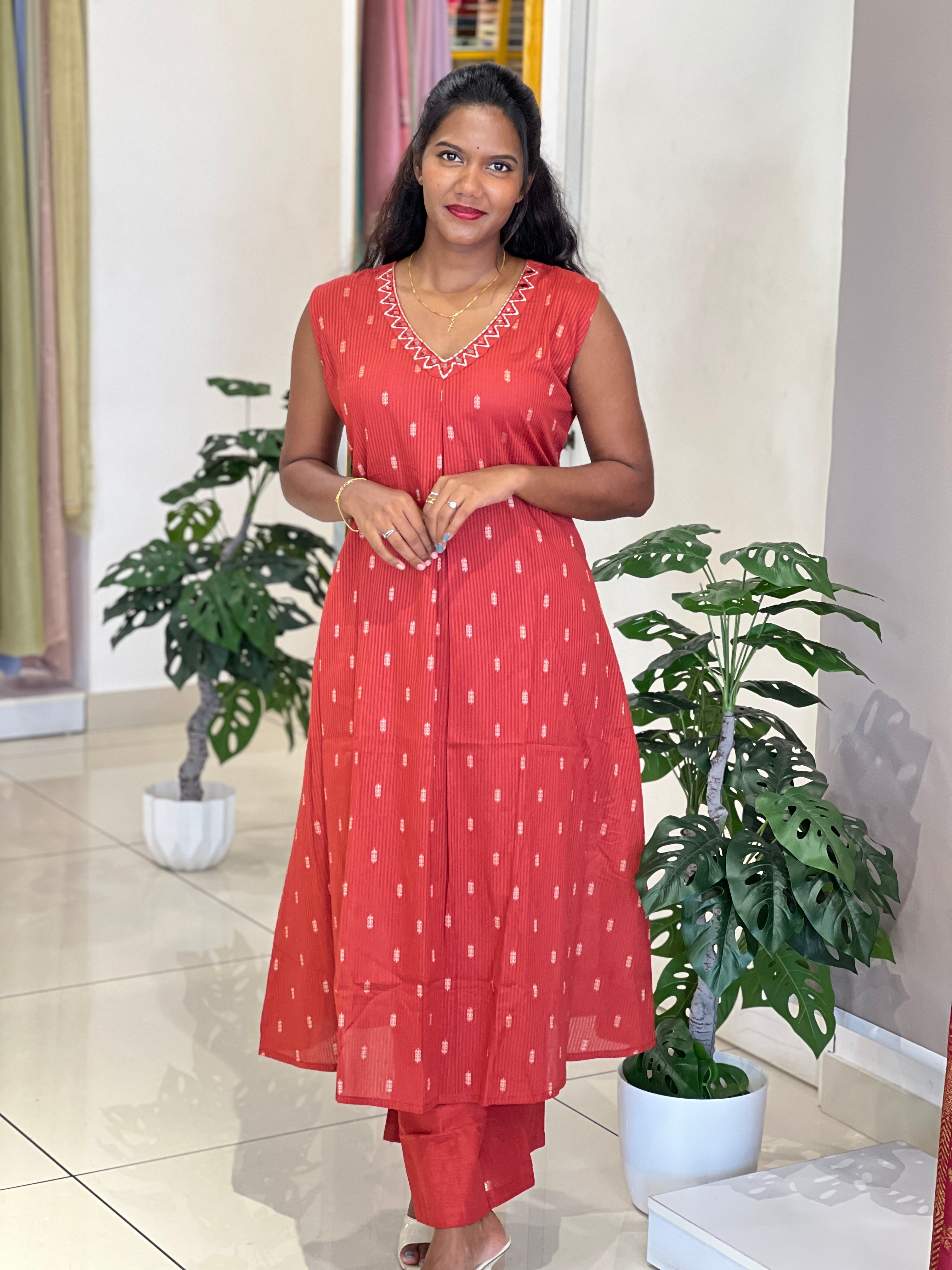 Stripe Weaving Style Cotton Kurta Set |DVC142