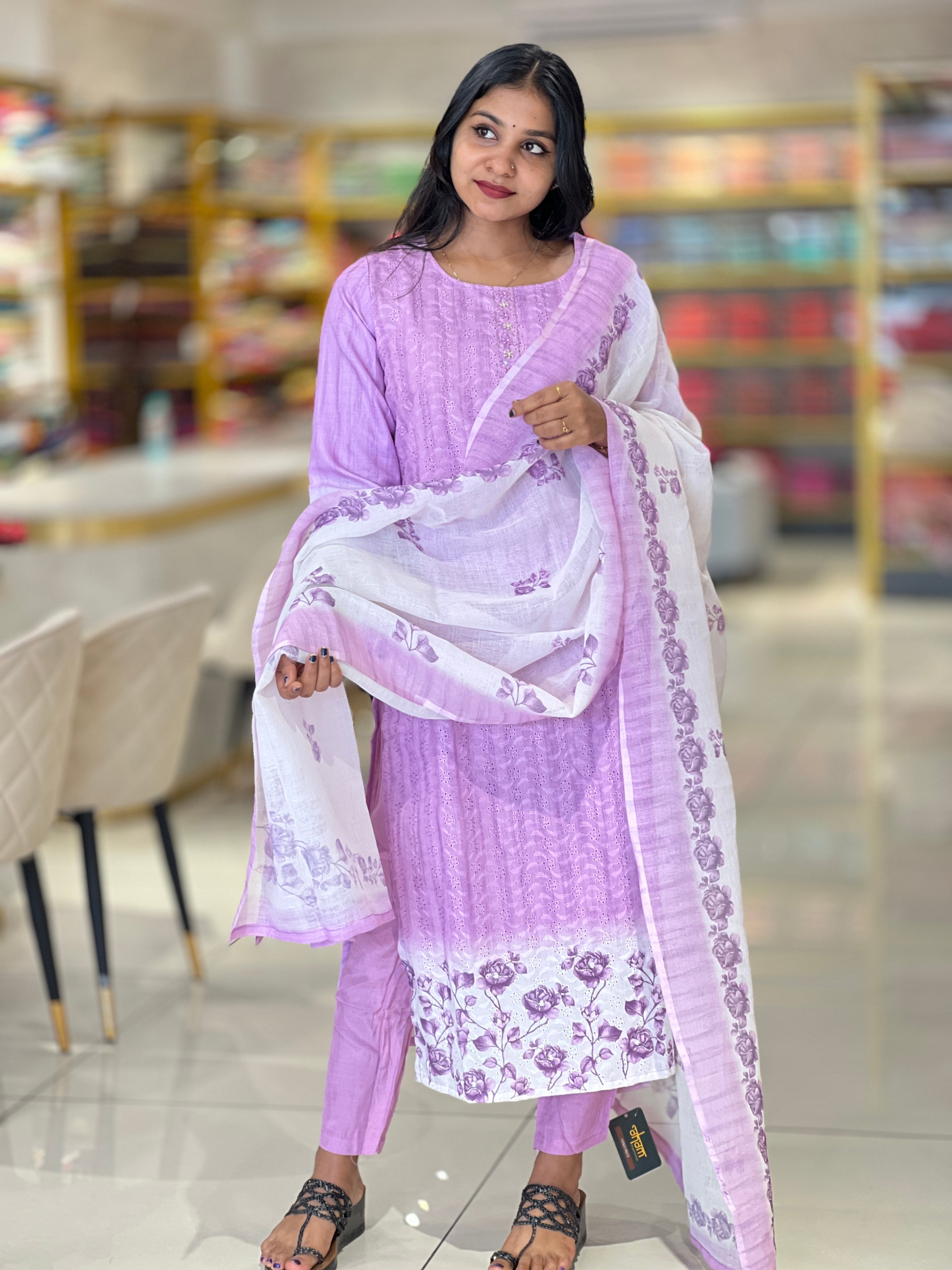 Embroidery & Hakoba Detailed Cotton Kurta Set | VFD133