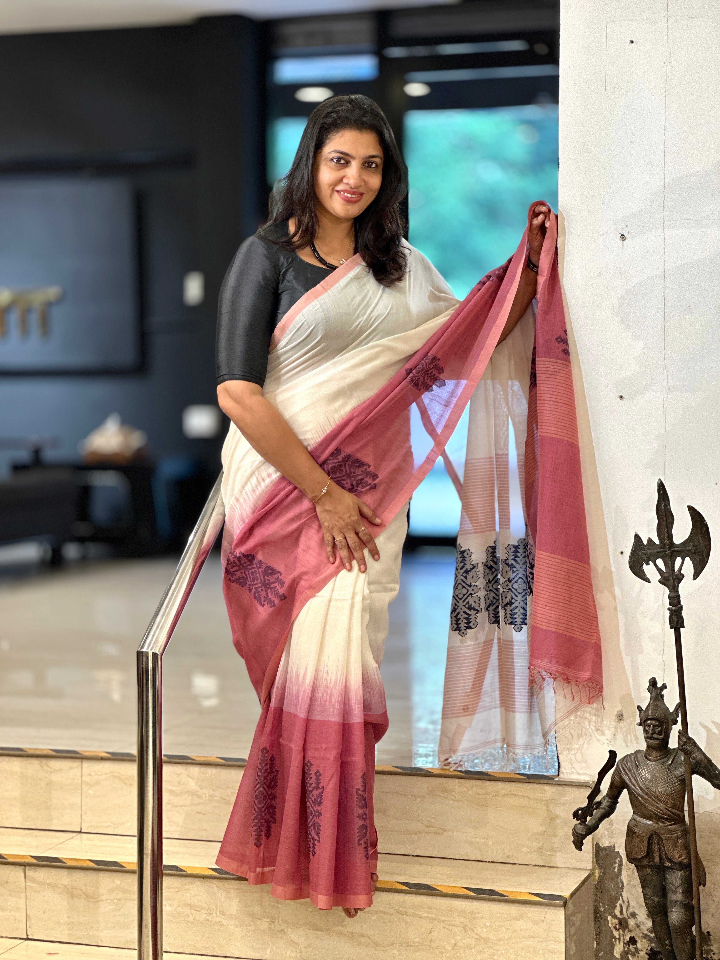 Jamdani Woven Handloom Soft Cotton Saree | AYD185