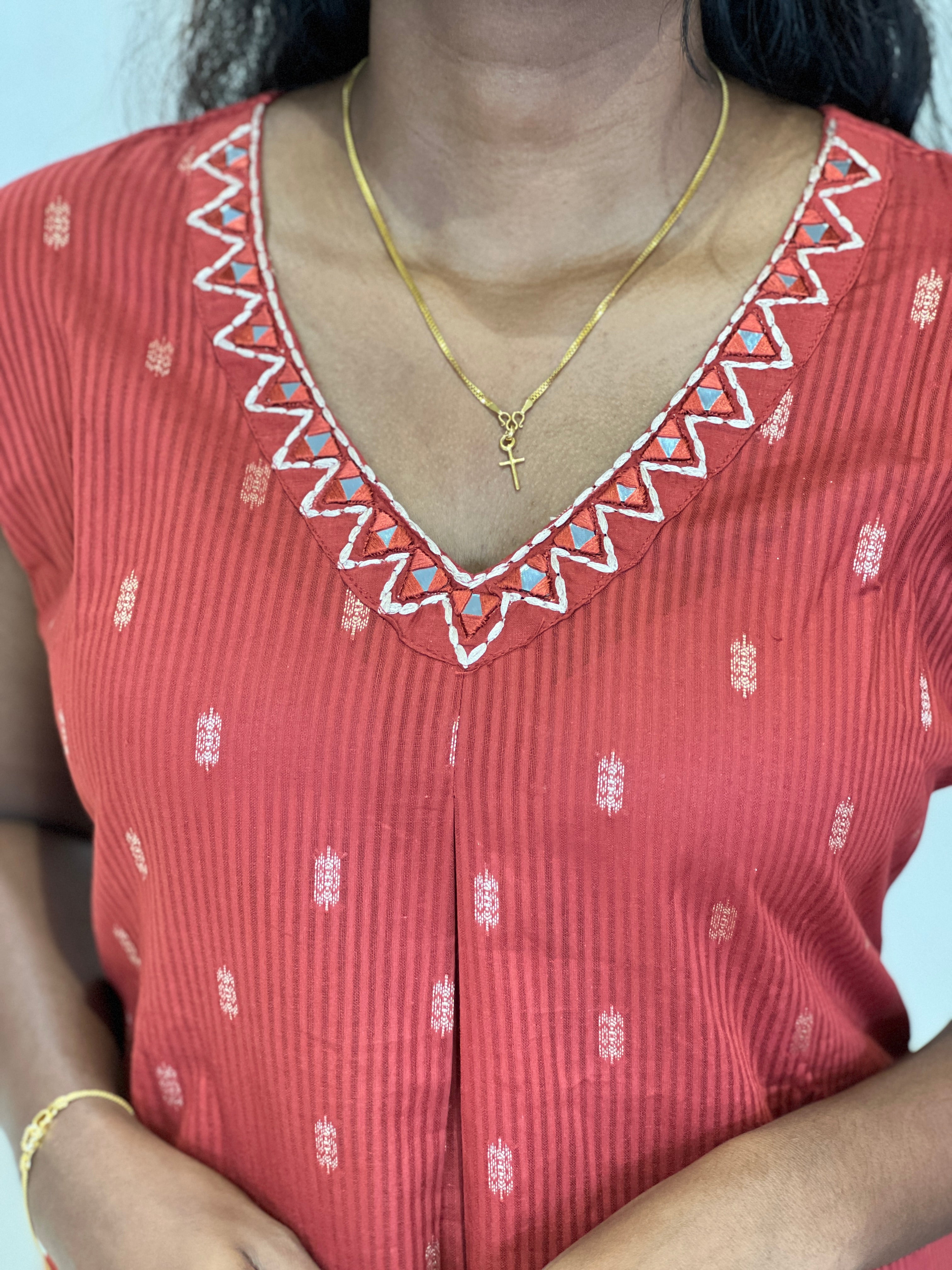 Stripe Weaving Style Cotton Kurta Set |DVC142