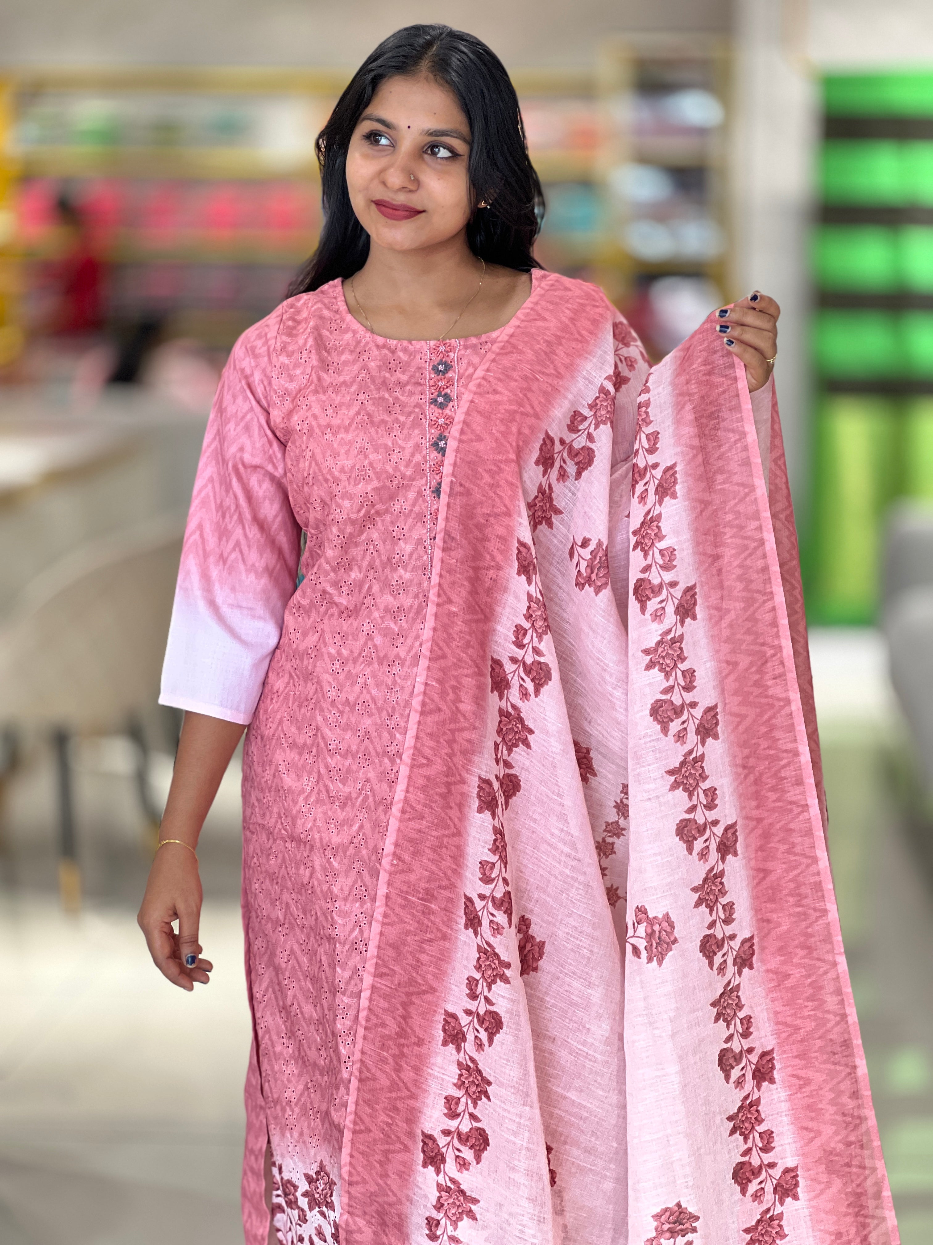 Embroidery & Hakoba Detailed Cotton Kurta Set | VFD132