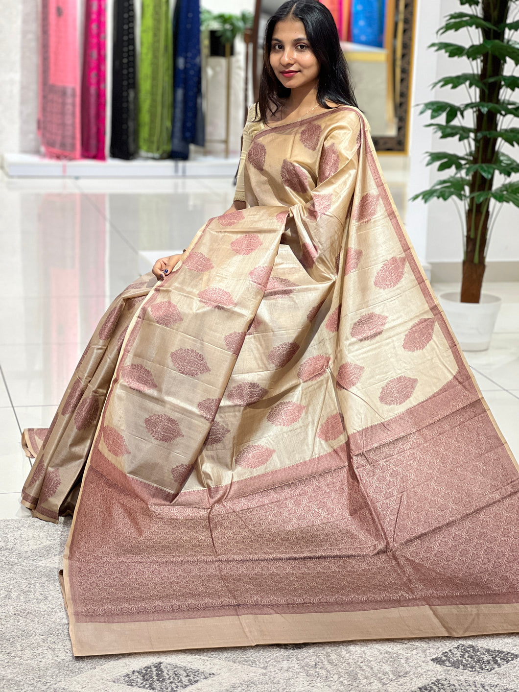 Thread Woven Soft Tussar Saree | YNG389