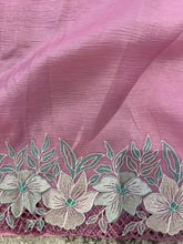 Cutwork & Floral Embroidered Crushed Organza Saree | SUN260