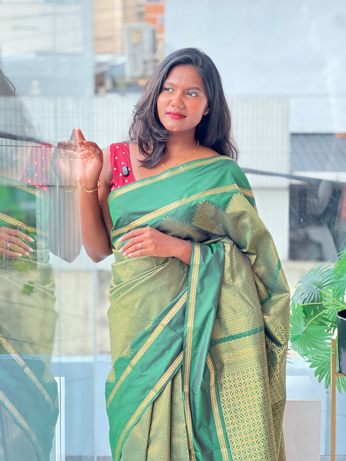 Golden Zari Woven Semi Silk Saree | NAC107