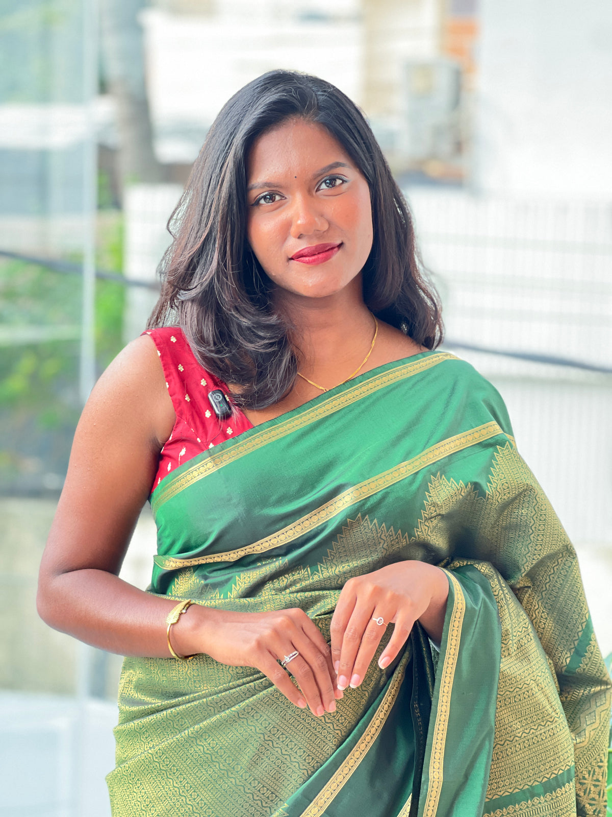Golden Zari Woven Semi Silk Saree | NAC107