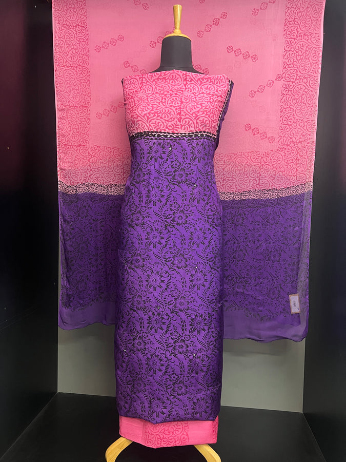 Print With Nalgonda Mirror Detailed Muslin Silk Salwar Set | SF1190
