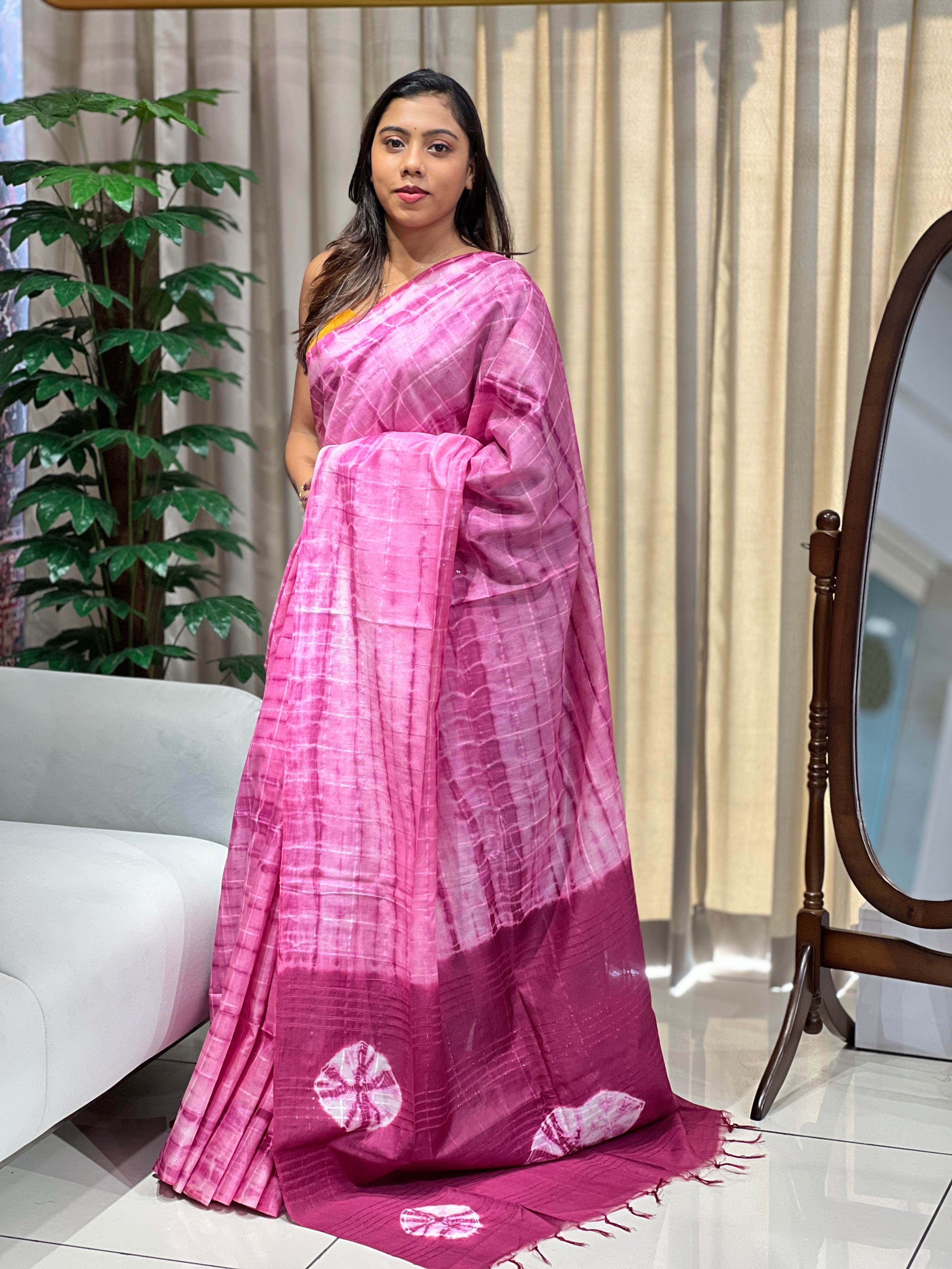 Tie & Dye With Kesiya Detailed Tussar Finish Saree | PF1107