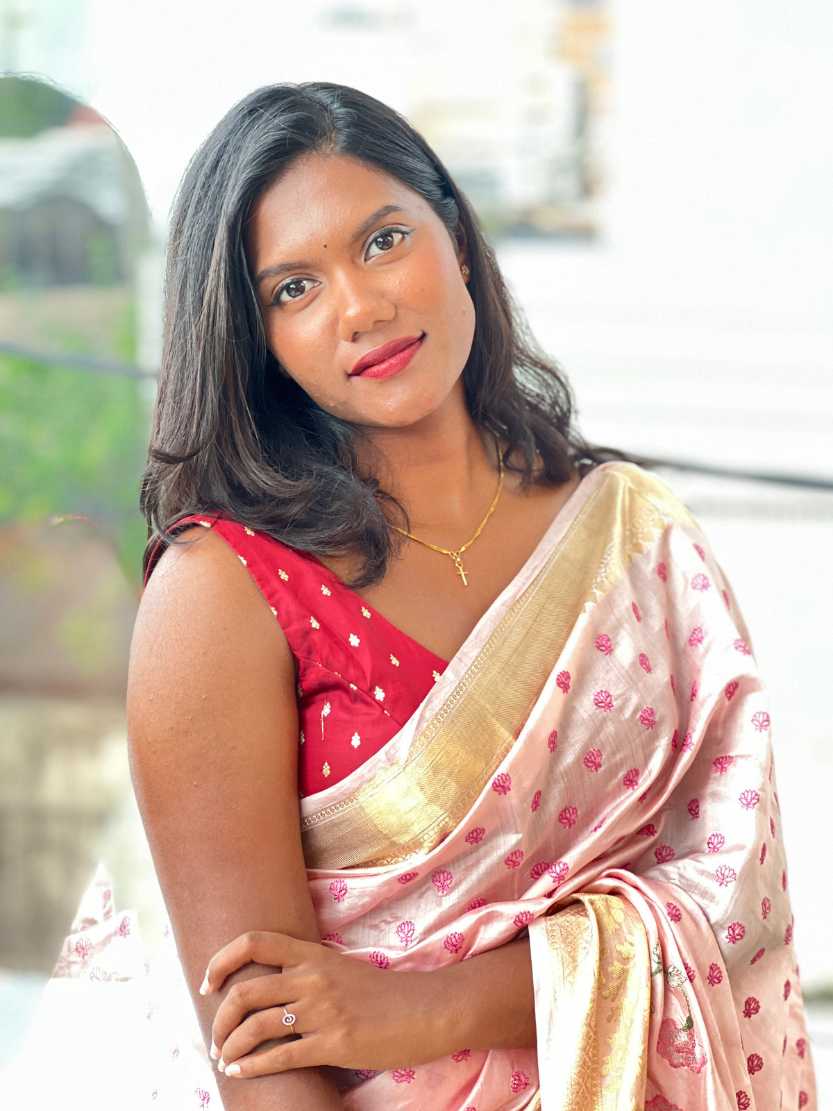 Machine Embroidered Semi Tussar Saree | AHD2002