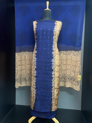 Print With Mirror Detailed Shaded Muslin Silk Salwar Set | SF1187