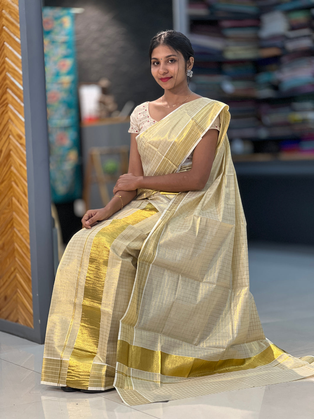 Golden Kasavu Kerala Cotton Set Mundu | GAT251