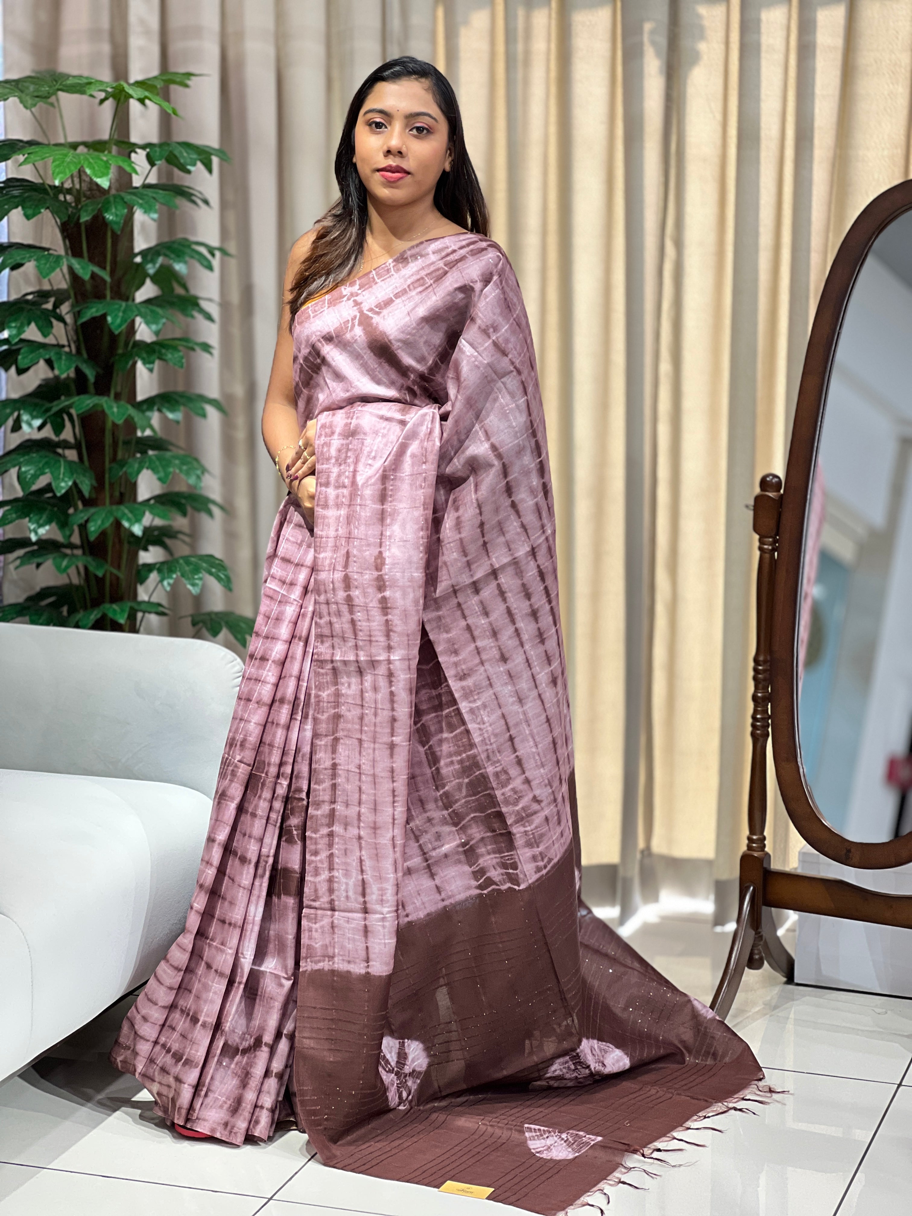 Tie & Dye With Kesiya Detailed Tussar Finish Saree | PF1106