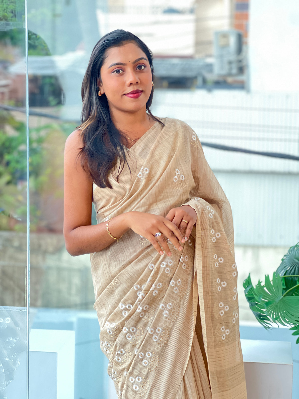 Floral Embroidery Pattern Baswada Saree | NHH699