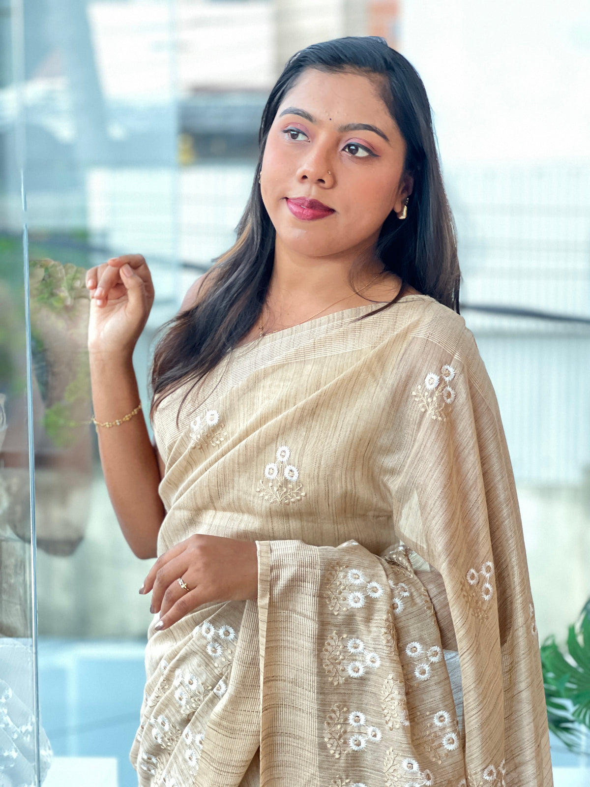 Floral Embroidery Pattern Baswada Saree | NHH699