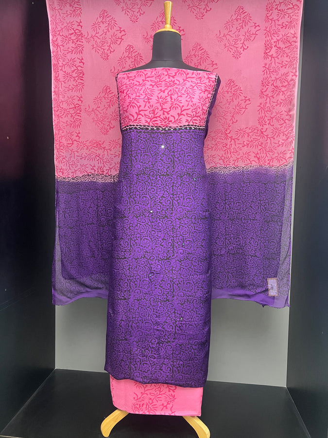 Print With Nalgonda Mirror Detailed Muslin Silk Salwar Set | SF1193