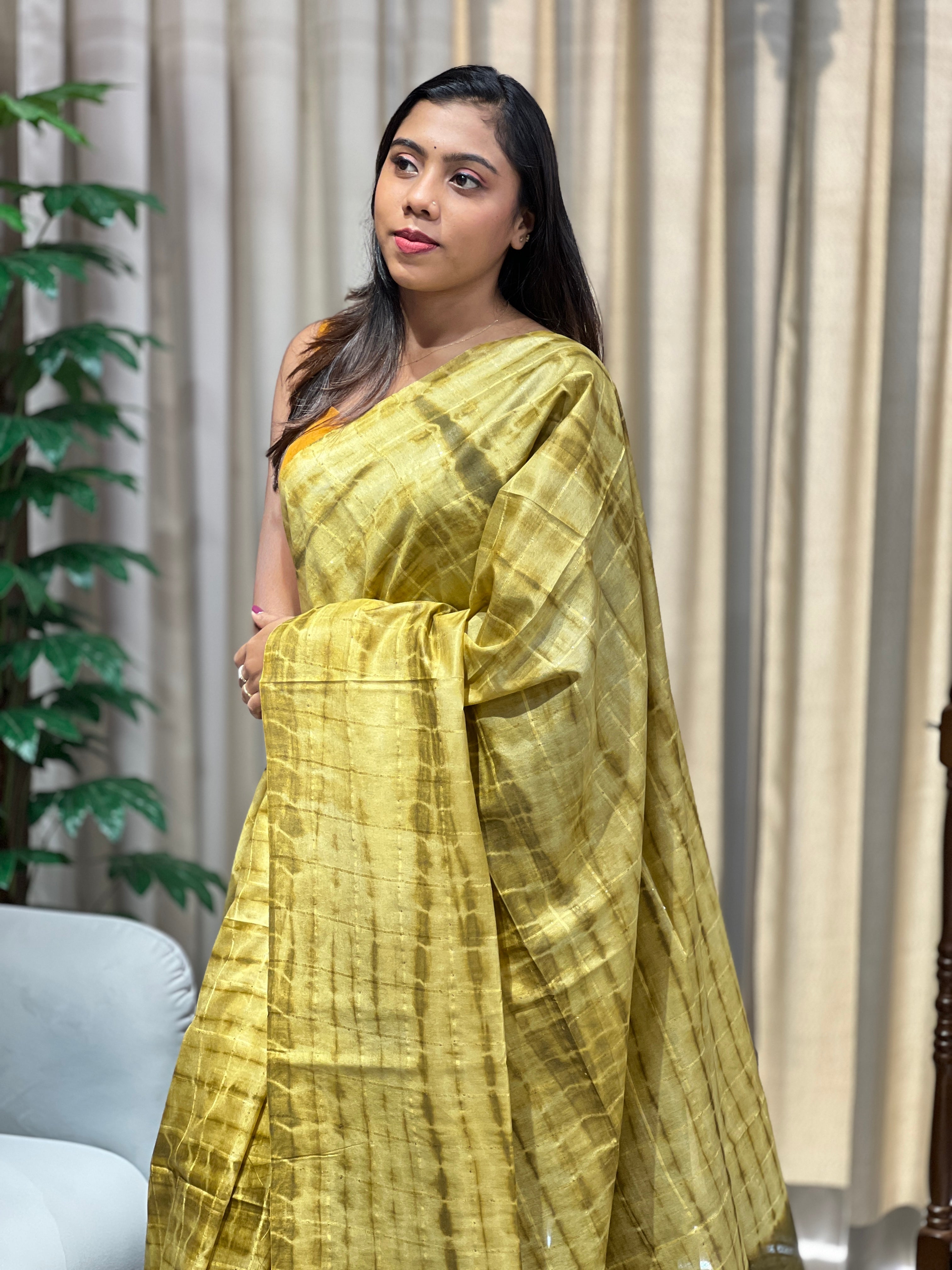 Tie & Dye With Kesiya Detailed Tussar Finish Saree | PF1105