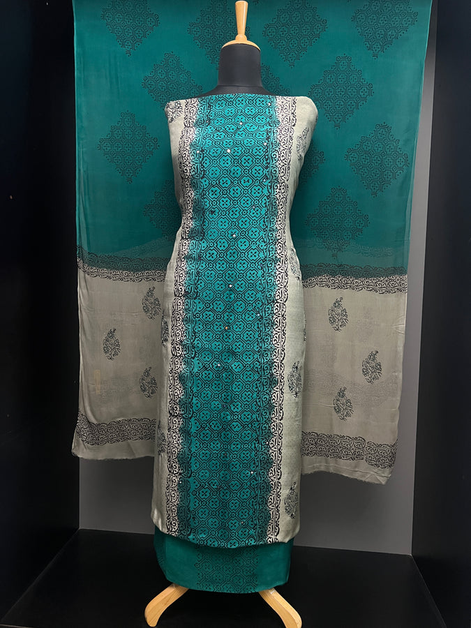 Print With Nalgonda Mirror Detailed Muslin Silk Salwar Set | SF1186