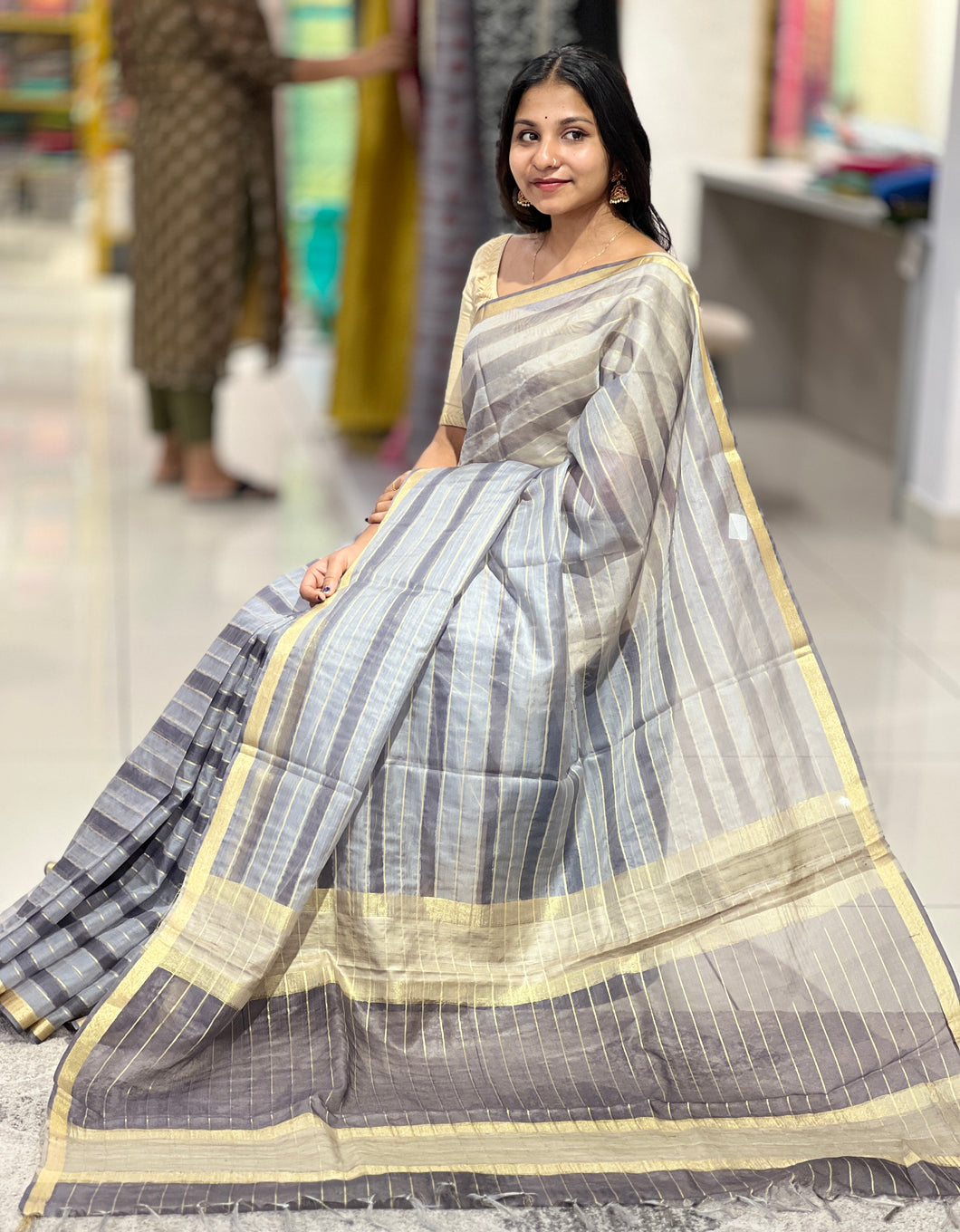 Stripe Weave Organza Saree |  ACT669