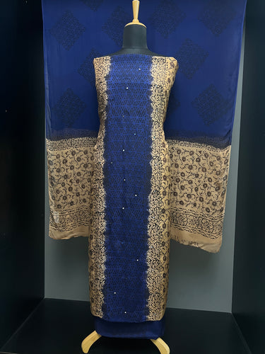 Print With Nalgonda Mirror Detailed Muslin Silk Salwar Set | SF1189