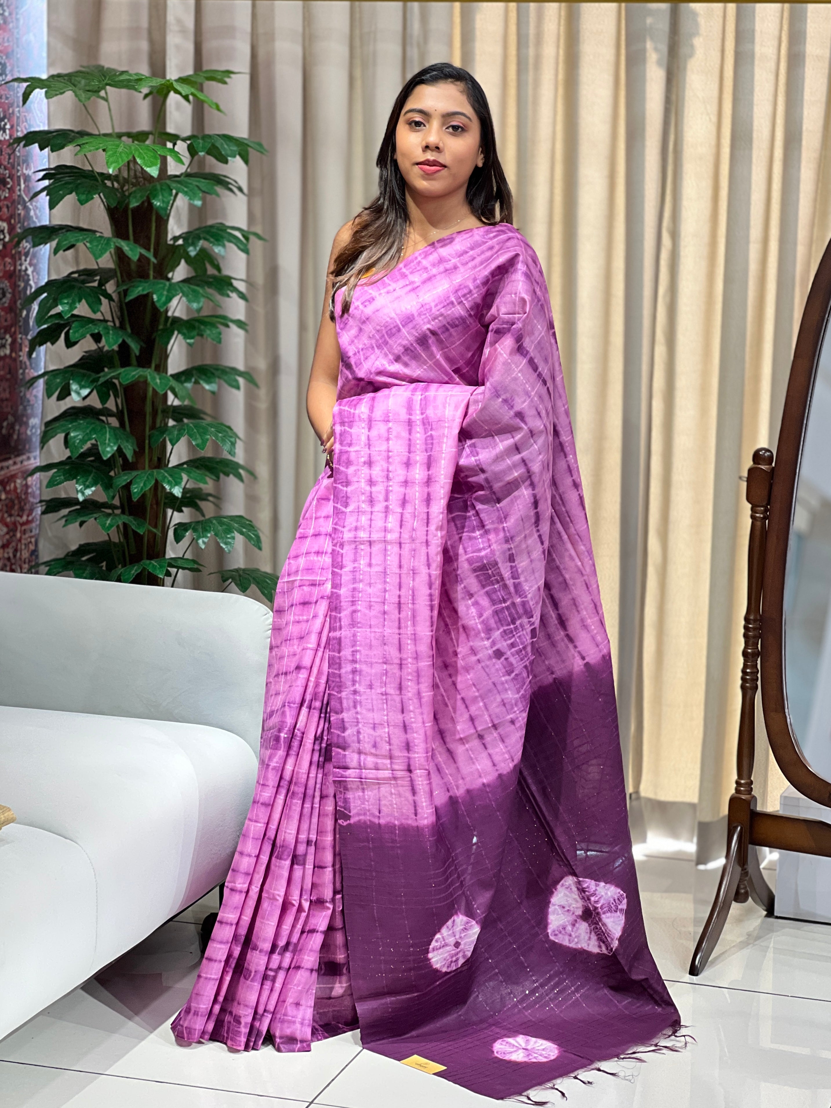 Tie & Dye With Kesiya Detailed Tussar Finish Saree | PF1109