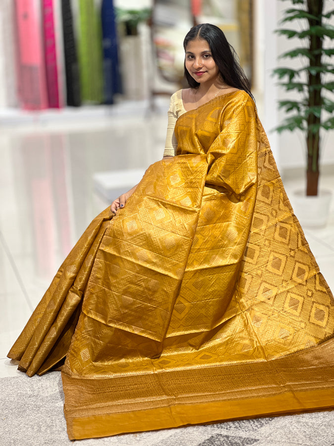 Geometric Patterned Tussar Saree | YNG408