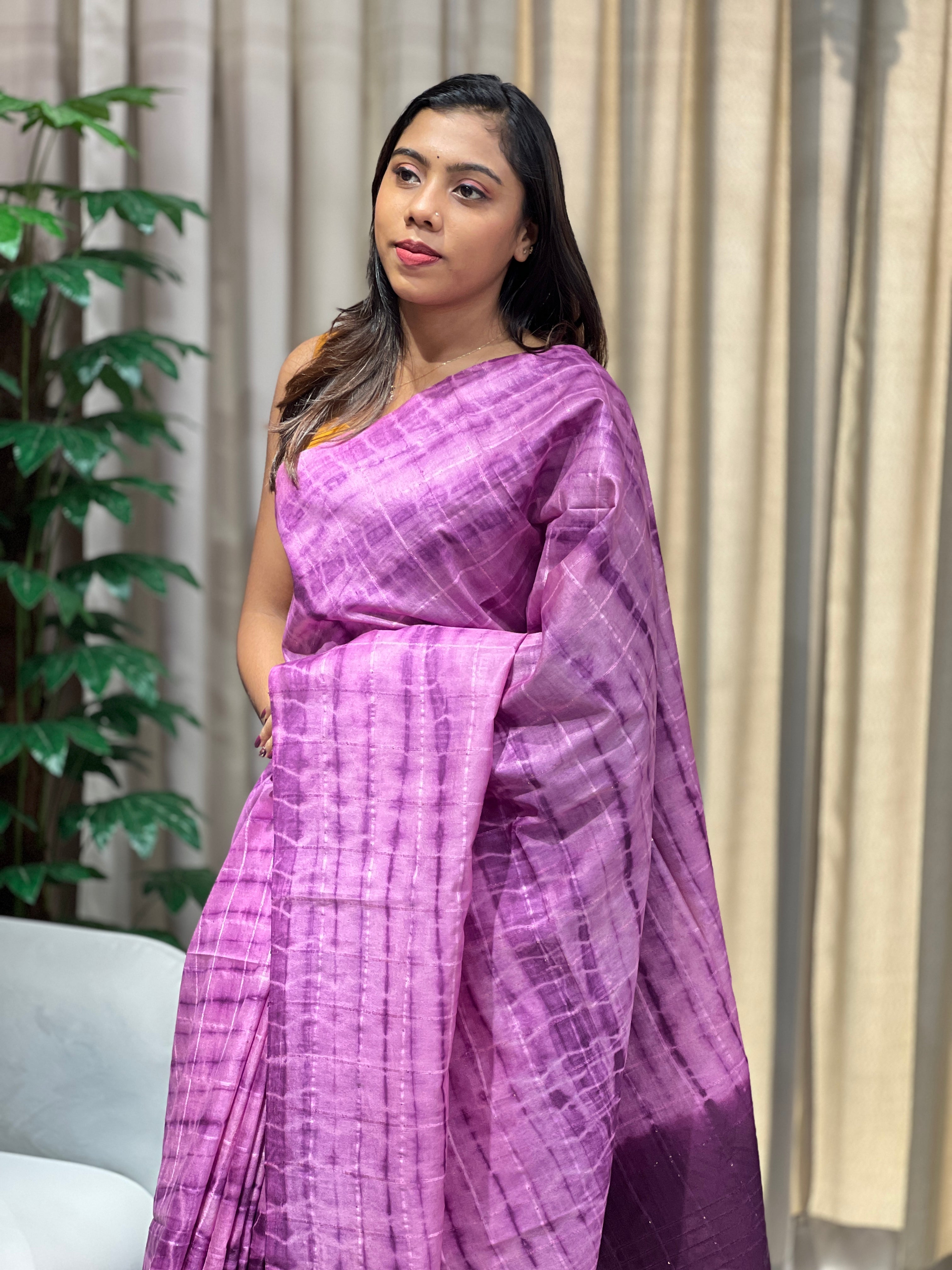 Tie & Dye With Kesiya Detailed Tussar Finish Saree | PF1109