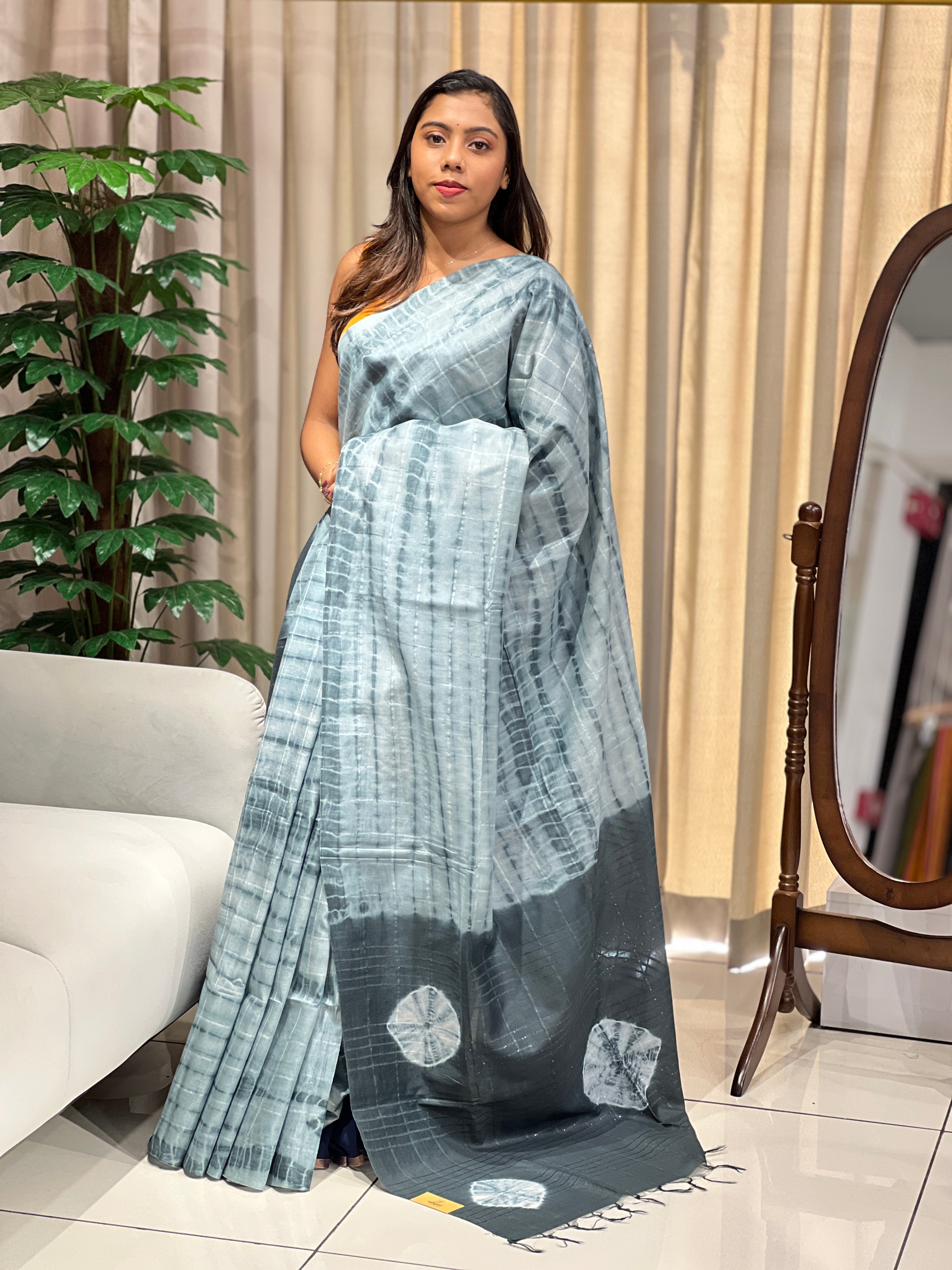 Tie & Dye With Kesiya Detailed Tussar Finish Saree | PF1104