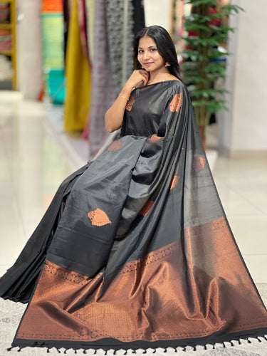 Copper Zari Weaved Semi Silk Saree | KRK352
