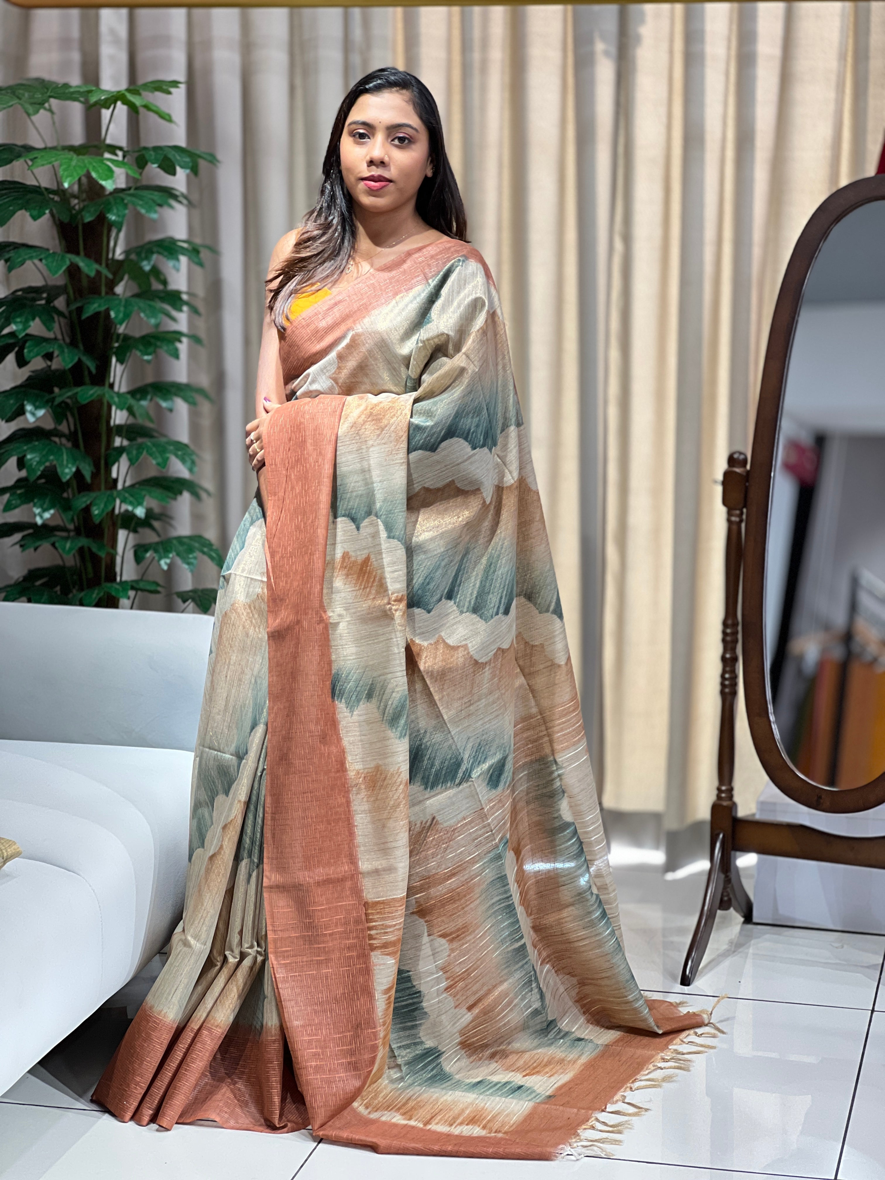Printed Semi Tussar Saree | PF1088