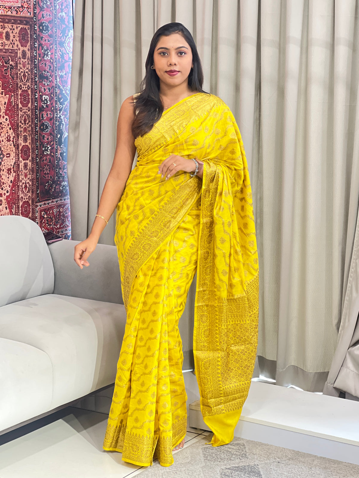 Floral Pattern Chanderi Saree | AHD2001