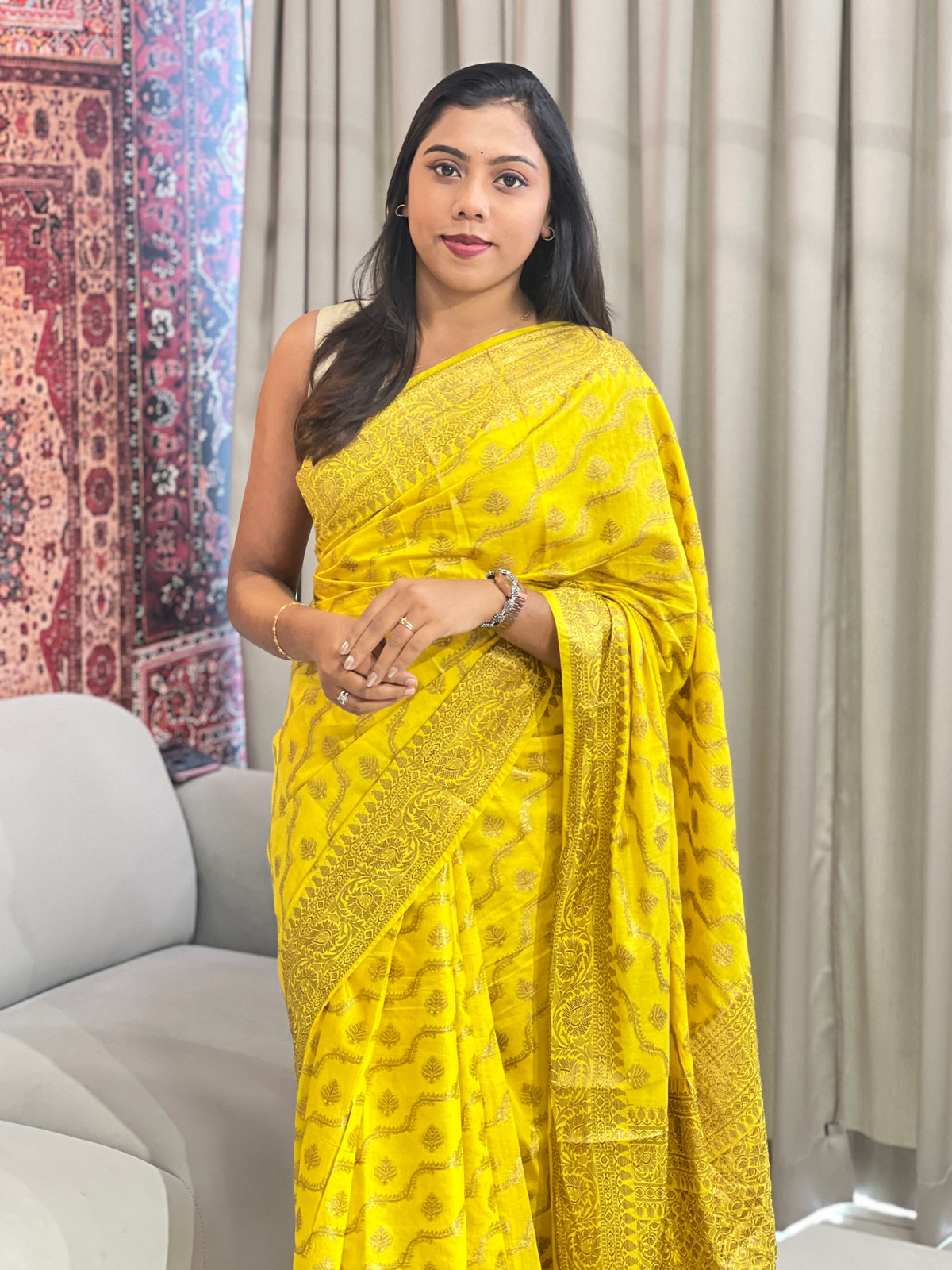Floral Pattern Chanderi Saree | AHD2001
