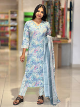 Floral Print & Mirror Detailed Cotton Blend Kurta Set | YOC138