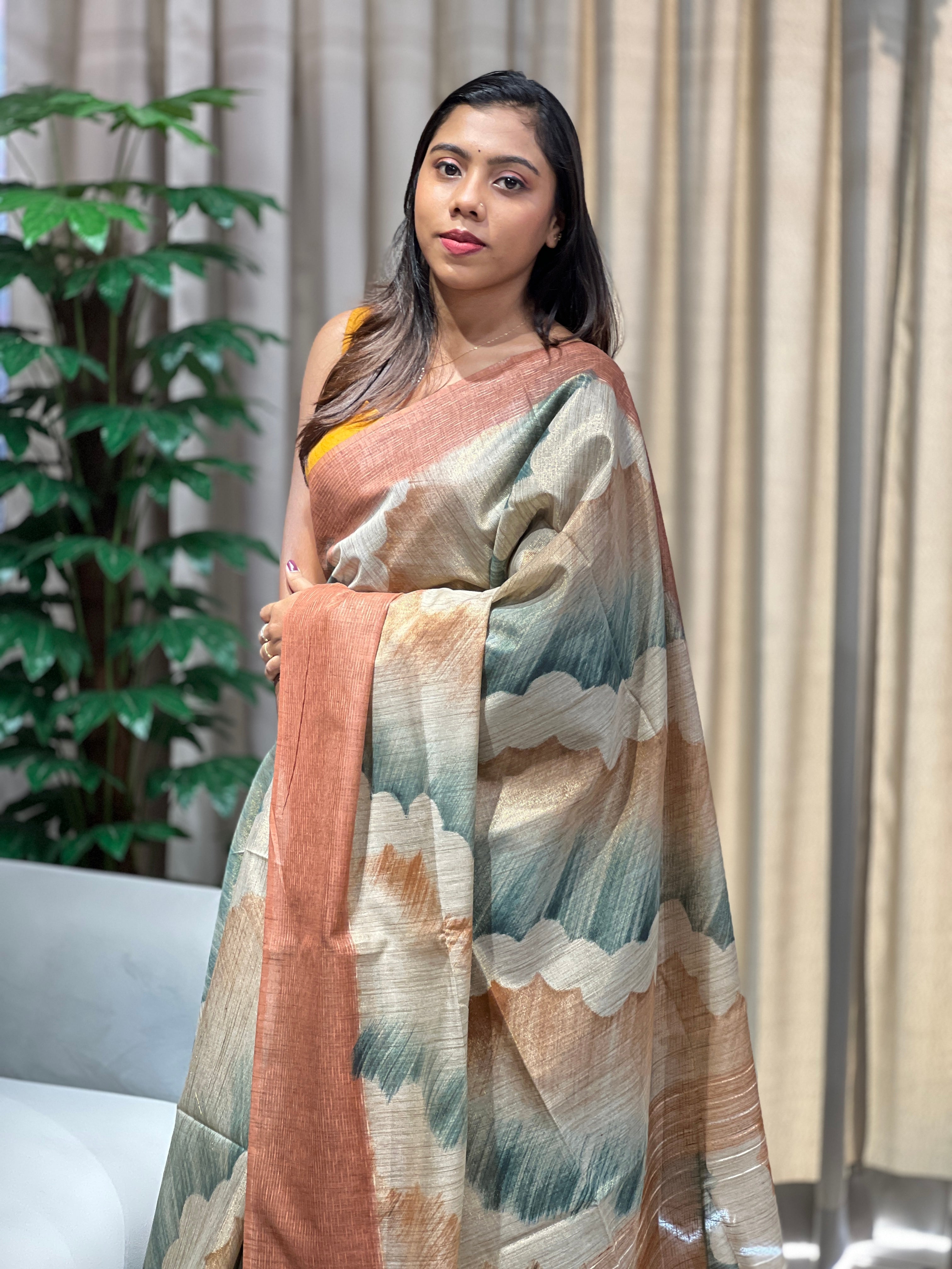 Printed Semi Tussar Saree | PF1088