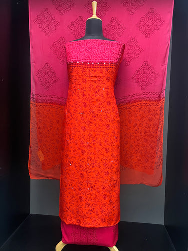 Print With Nalgonda Mirror Detailed Muslin Silk Salwar Set | SF1180