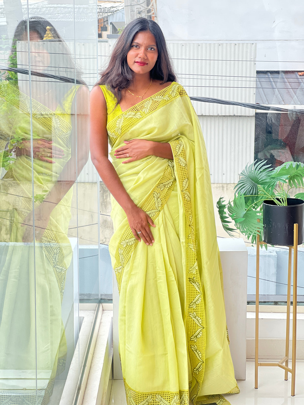 Cutwork Pattern Semi Tussar Saree | AHD2009