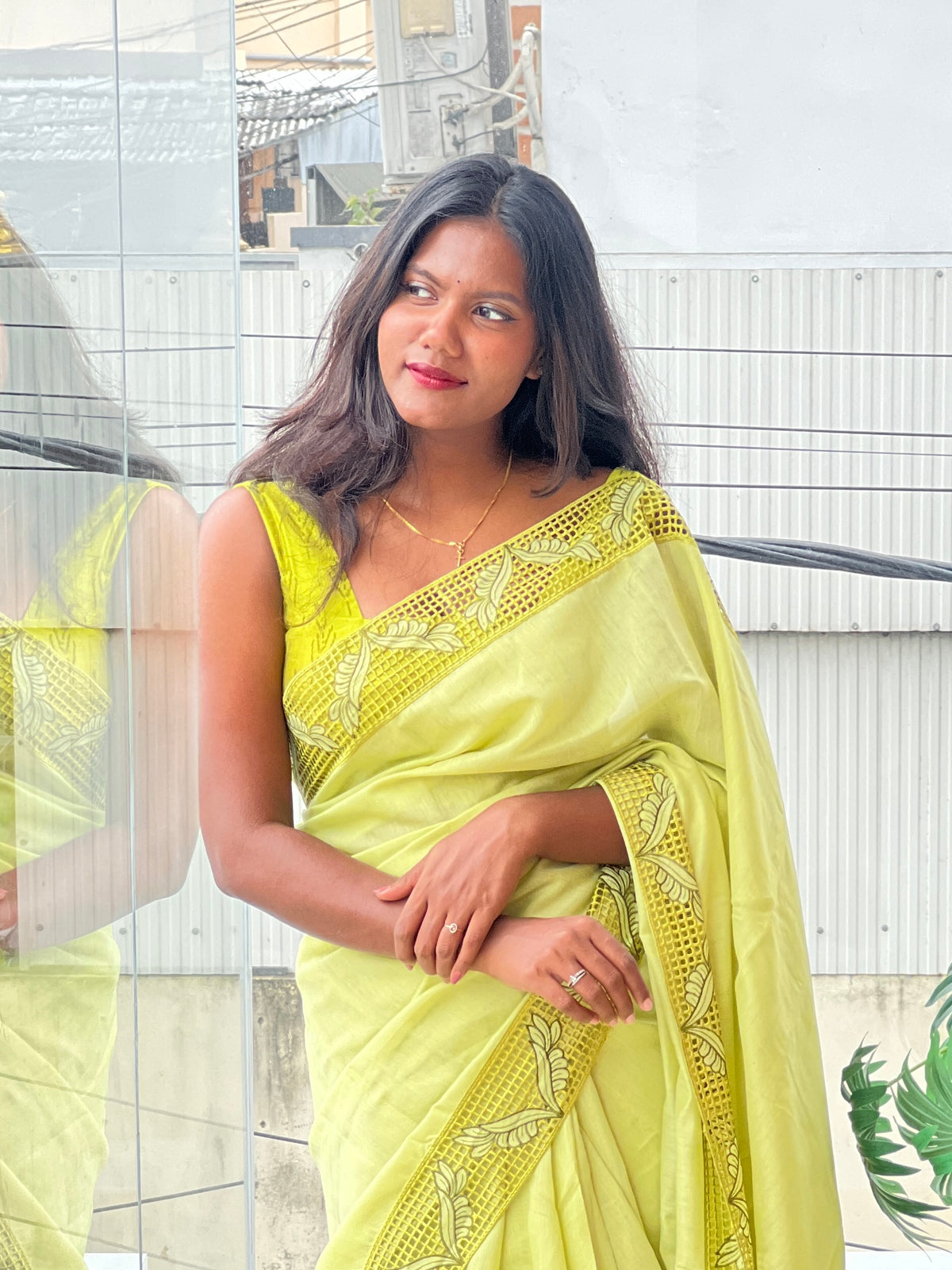 Cutwork Pattern Semi Tussar Saree | AHD2009
