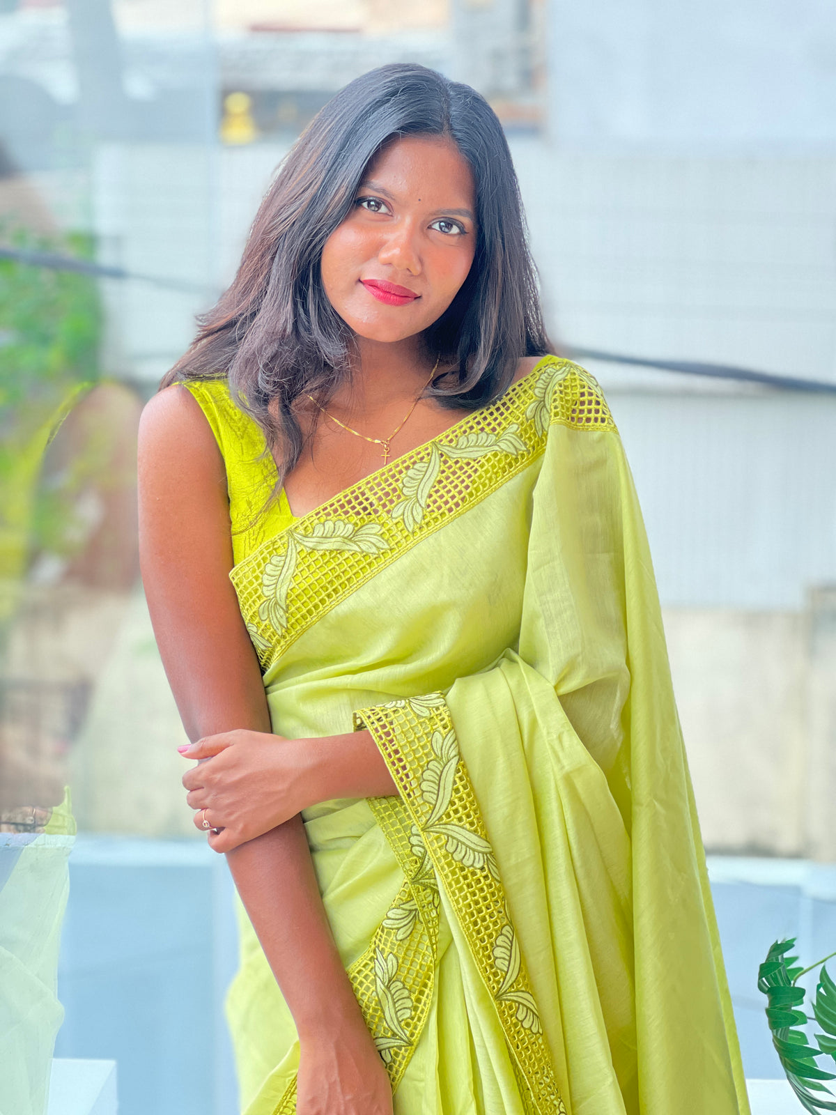 Cutwork Pattern Semi Tussar Saree | AHD2009