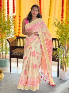 Floral Printed Tissue Saree | GAT403