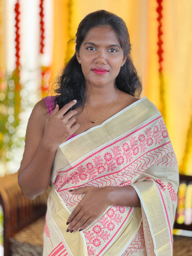Floral Printed Tissue Saree | GAT403