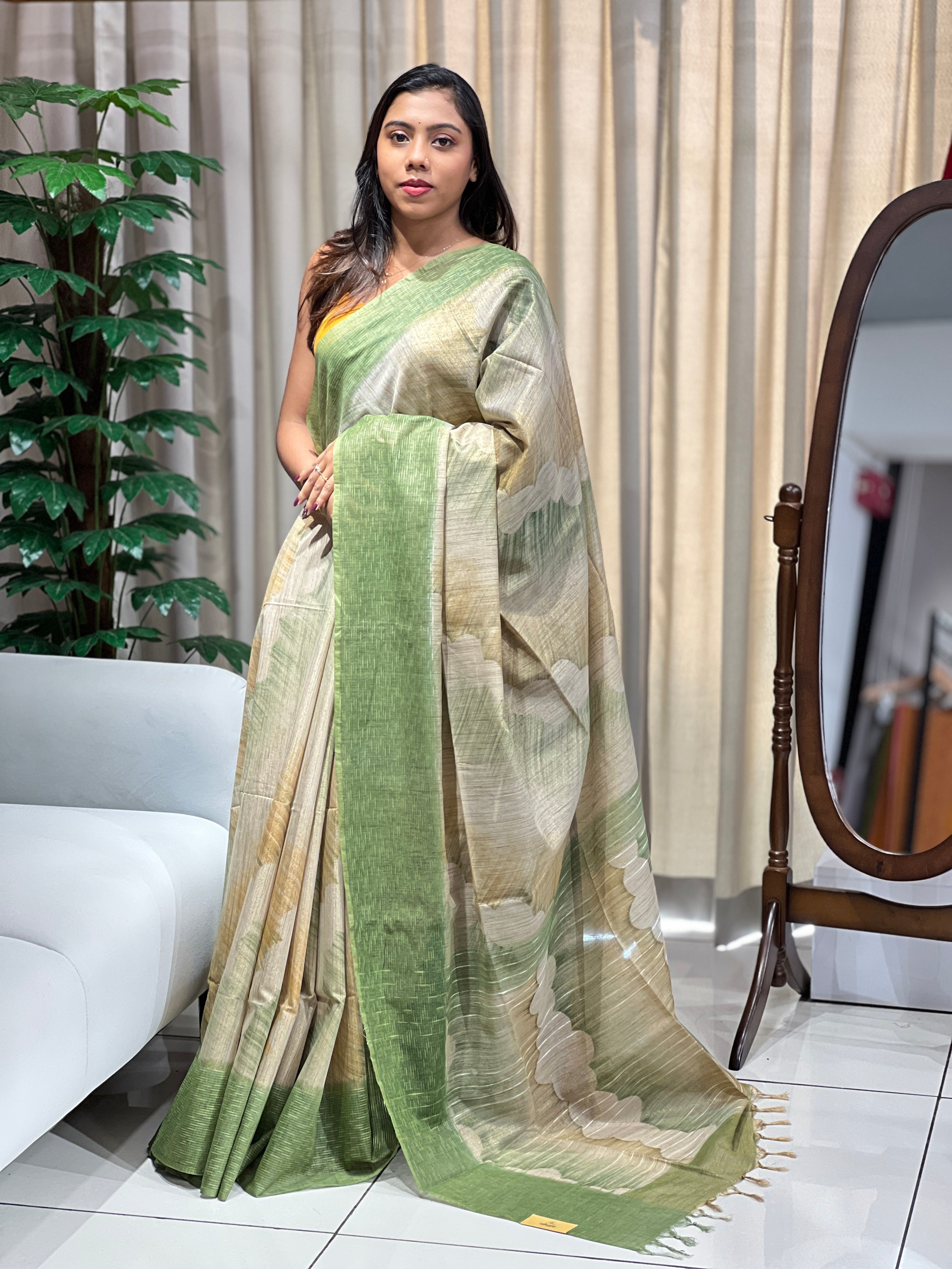 Printed Semi Tussar Saree | PF1089
