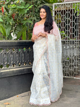 Twine Cutwork Border Detailed Silk Organza Saree | TC363