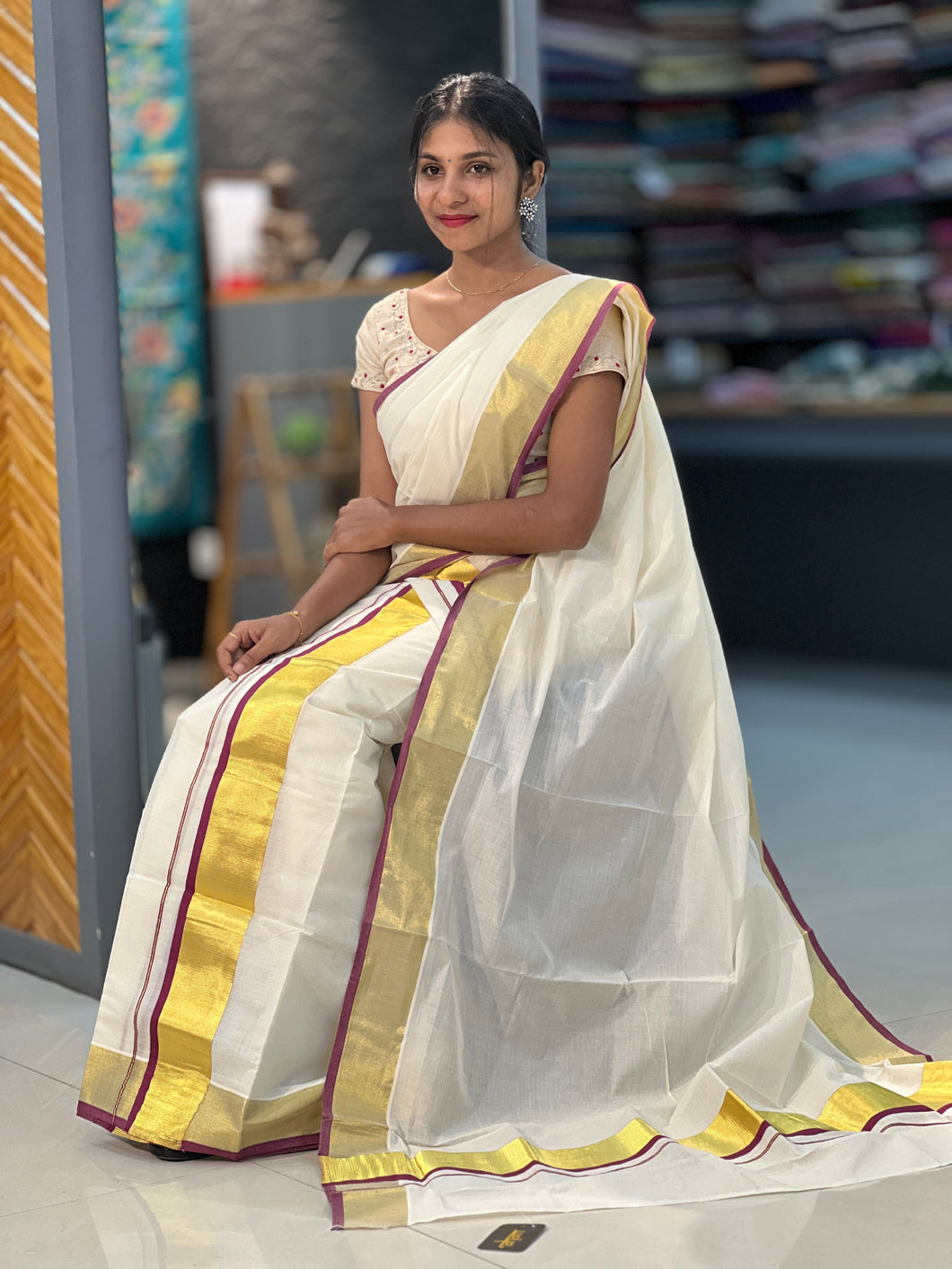 Golden Kasavu Kerala Cotton Set Mundu | GAT266