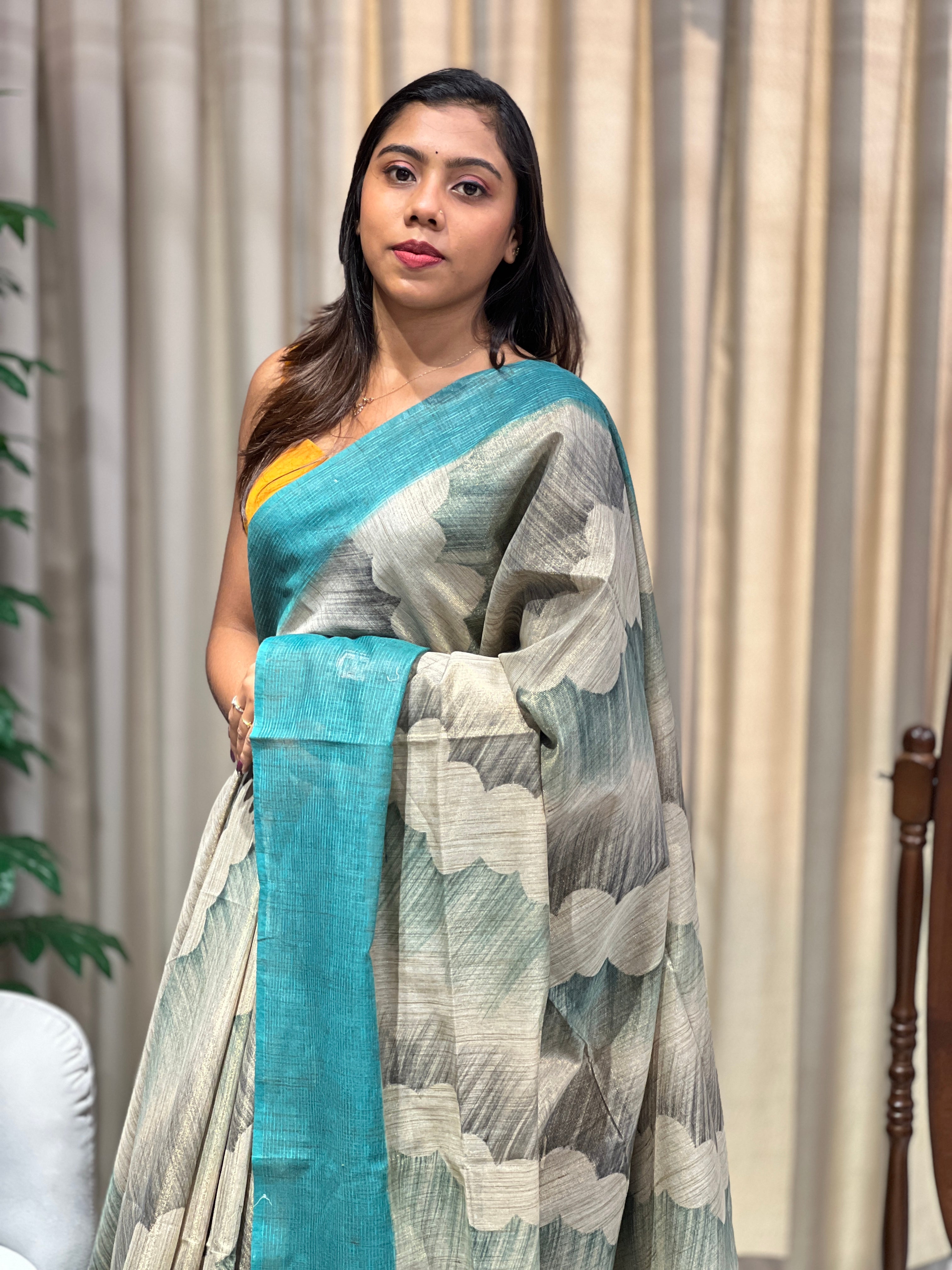 Printed Semi Tussar Saree | PF1090